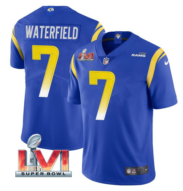 Men's Los Angeles Rams #7 Bob Waterfield 2022 Royal Super Bowl LVI Vapor Limited Stitched Jersey